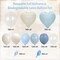 Blue & Cream Heart Balloon Set – 18" Heart Mylar Balloons, Clear Foil Balloon, and Nude Blue Latex Balloons for Boys’ Birthday, Baby Shower, Christening & Elegant Party Decorations (Blue and Cream White)